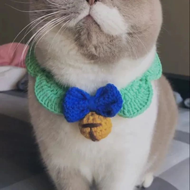Милый вязаный крючком ошейник для кошек шерстяная бандана собак ожерелье