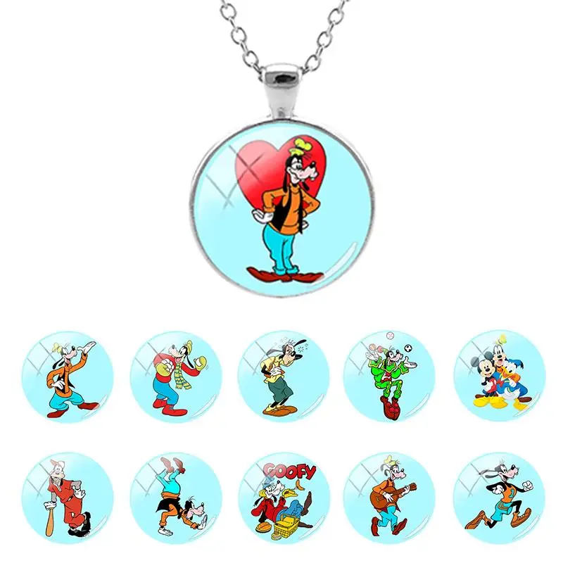 

Disney Goofy Animation Pattern Hot Sale Glass Dome Pendant Necklace Long Chain Necklace for Girls Party Cabochon Jewelry GF96