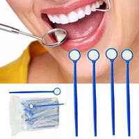 100pcs disposable 22mm blue plastic dental exam mouth mirrors tooth mirror cute dentist tools plastic dental mirror