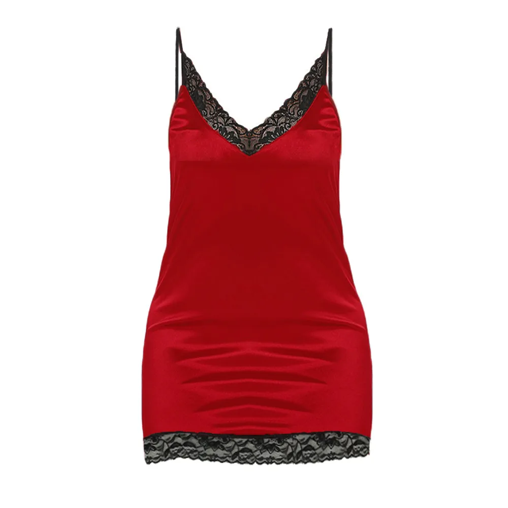 

Women Clothes Healthy Nightwear Lace Women Sexy Lingerie Satin Nightdress Backless Nightgowns Sleepwear Nightshirts Homewear2019