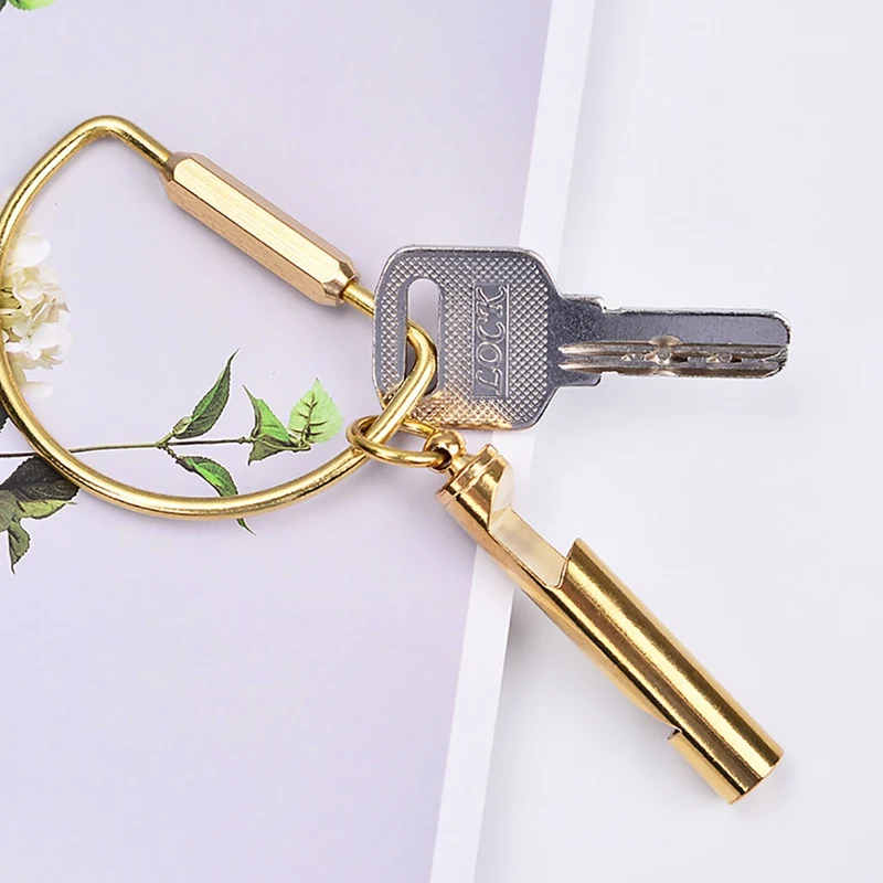 2-in-1 Practical Durable Camping Gear Whistle Bottle Opener Handmade Polishing Brass Gold Keychain Pendant Ornament Multi-tool | Спорт и