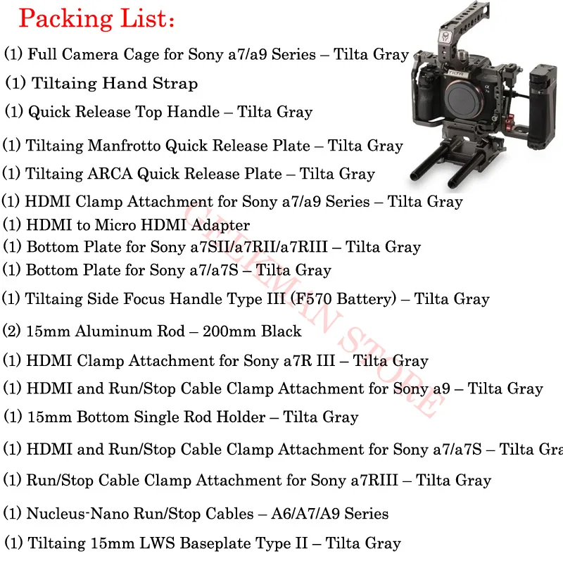 TA-T17-FCC-G Tilta TA-T17-A-G Rig клетка и боковая Focu ручка для sony A7II A7III A7S A7S II A7R II A7R IV A9 Rig клетка для камеры sony A7/A9 - Цвет: TA-T17-FCC-G