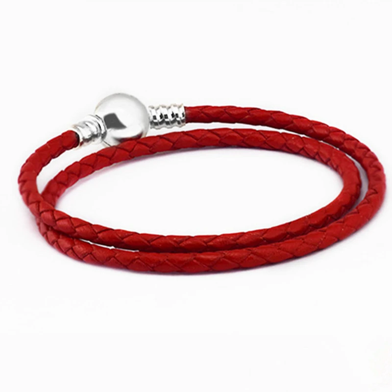 Кожаные браслеты Red times с круглой застежкой подходят для оригинальных шармов и