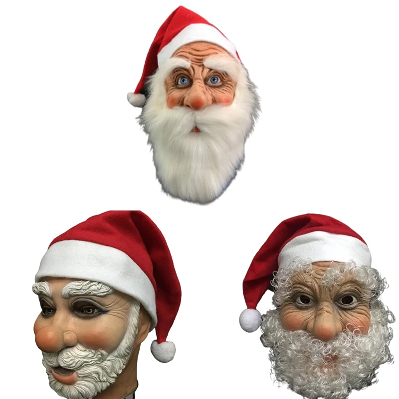 

MXMA Christmas Santa Claus Beard Mask Holiday Xmas Red Funny Father Christmas Wig Mask for Christmas Party Cosplay Costumes