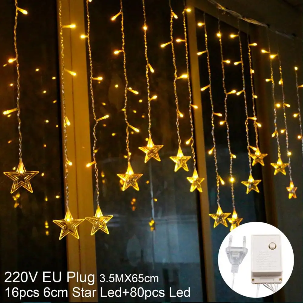 EU Plug 220V QIFU Рождественская елка занавеска С лосями светильник Счастливого Рождества Декор для дома Рождество украшения Рождественские подарки Navidad год - Color: EU Plug 220V