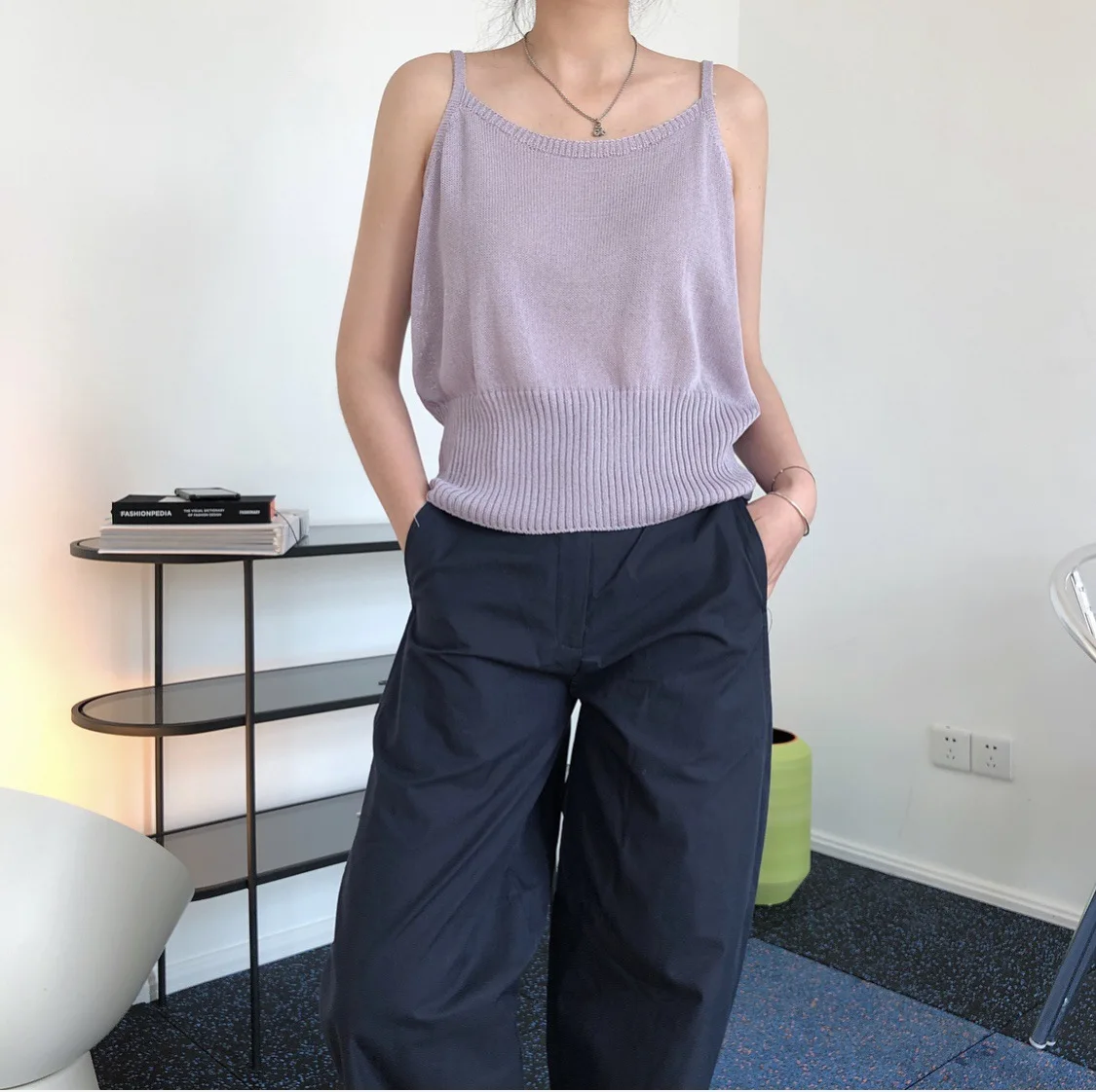 

Fashionable Simple Imitate Linen Knitted Camis Women Summer 2021 Loose Sleeveless Camisole Leisure Female Tops