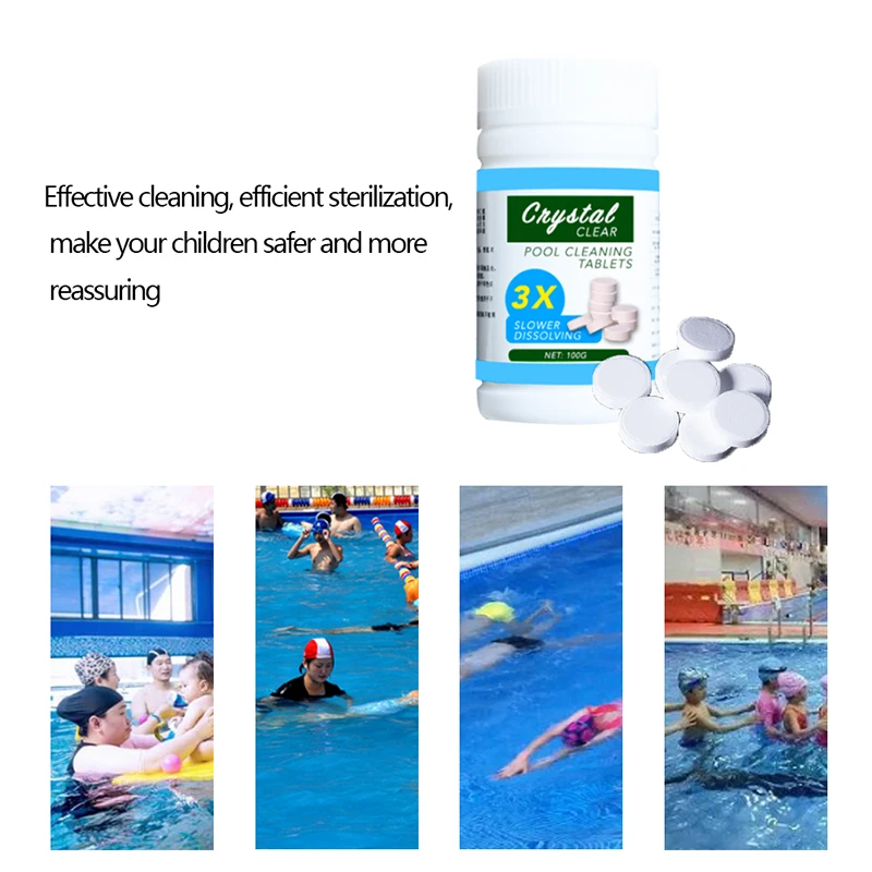 1 Bottle 100g Swimming Pool Cleaning Tablet Effervescent Disinfectant Chlorine Tablets Cleaner Tub Purifier Against Bacteria | Мать и