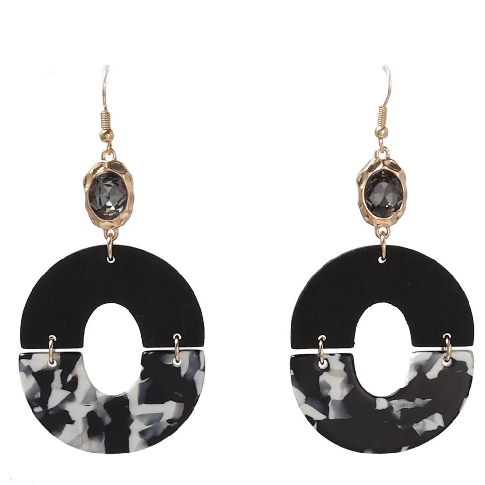 Серьги-подвески из искусственной кожи с леопардовым принтом под дерево |