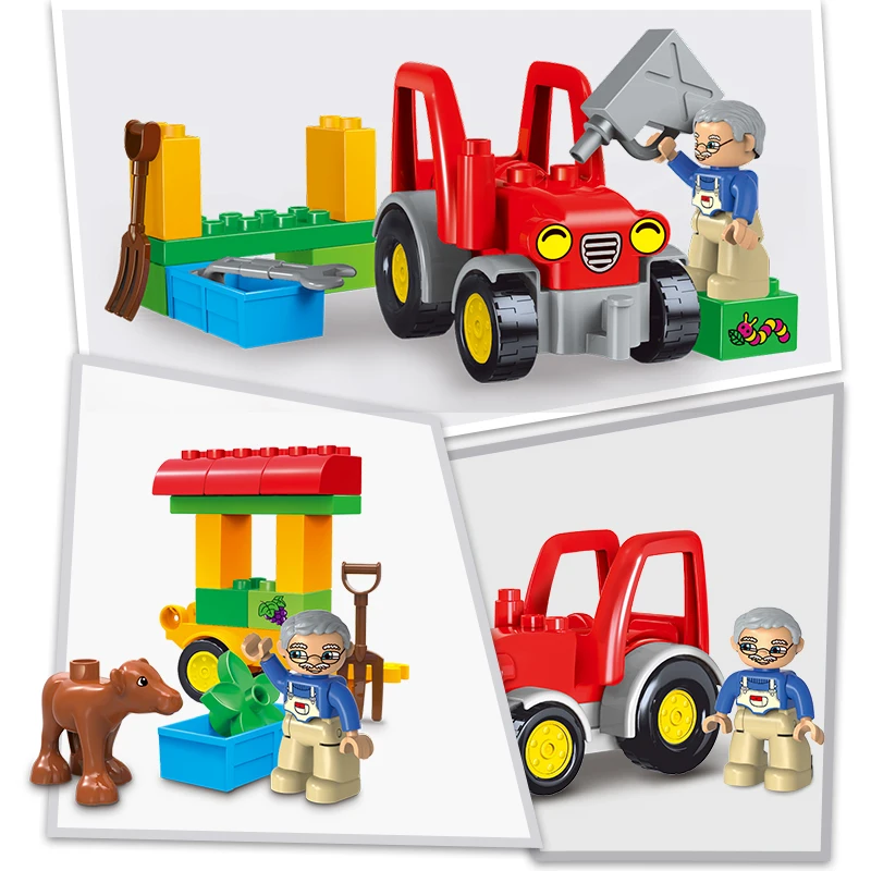 Конструктор Счастливая Ферма Крупные строительные блоки фигурки животных Duploed