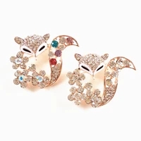luxury crystal fox brooches for sexy women men suit rhinestone jewelry animal brooch pin clothing accessories lovers pins gifts