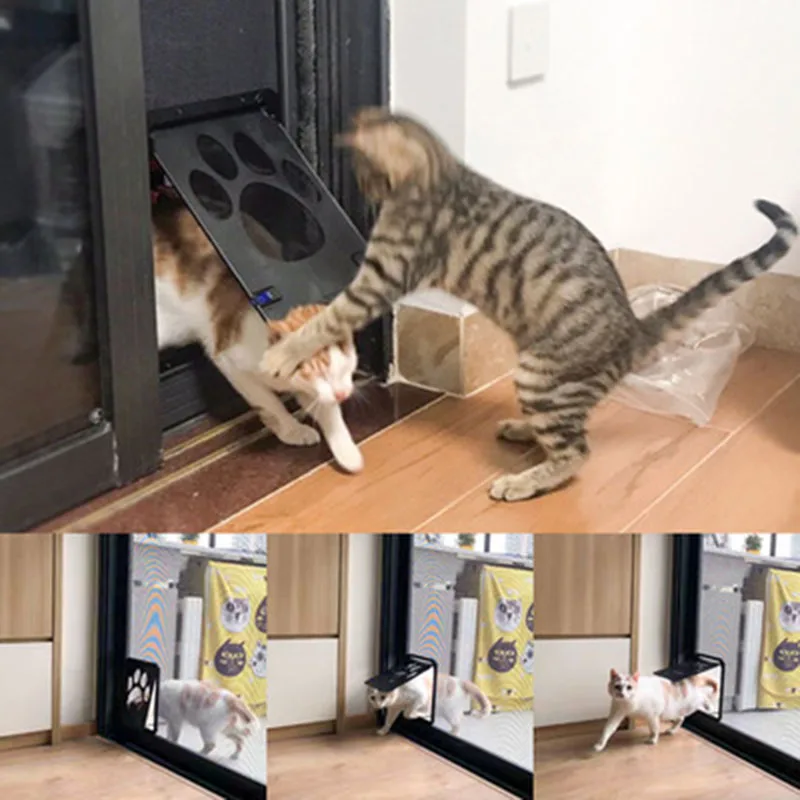Lockable cat dog Flap Door Innovative Gauze Safe Magnetic Easy Install Kitten samll animal Gate ABS Window Screen Pet supplies | Дом и сад