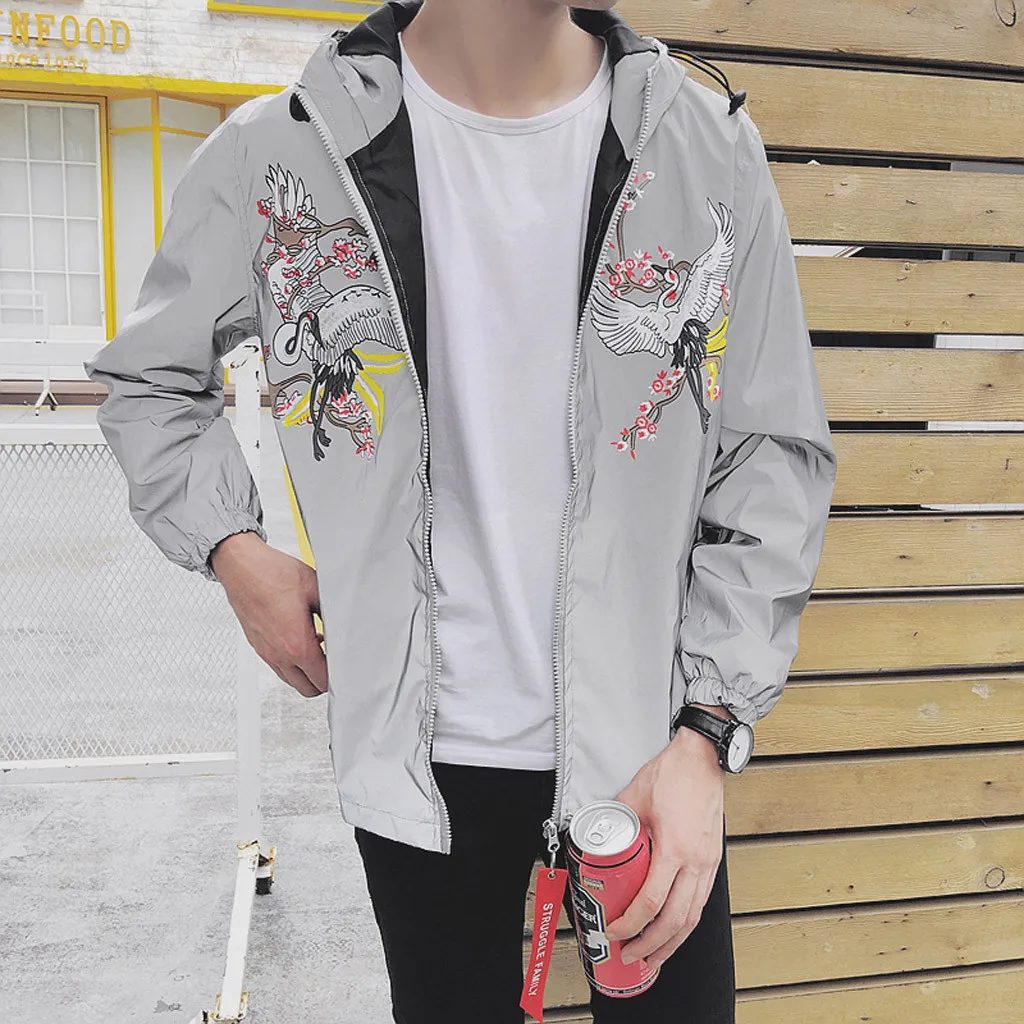 Светоотражающая куртка для мужчин/wo Мужская ветровка в стиле Харадзюку уличная с