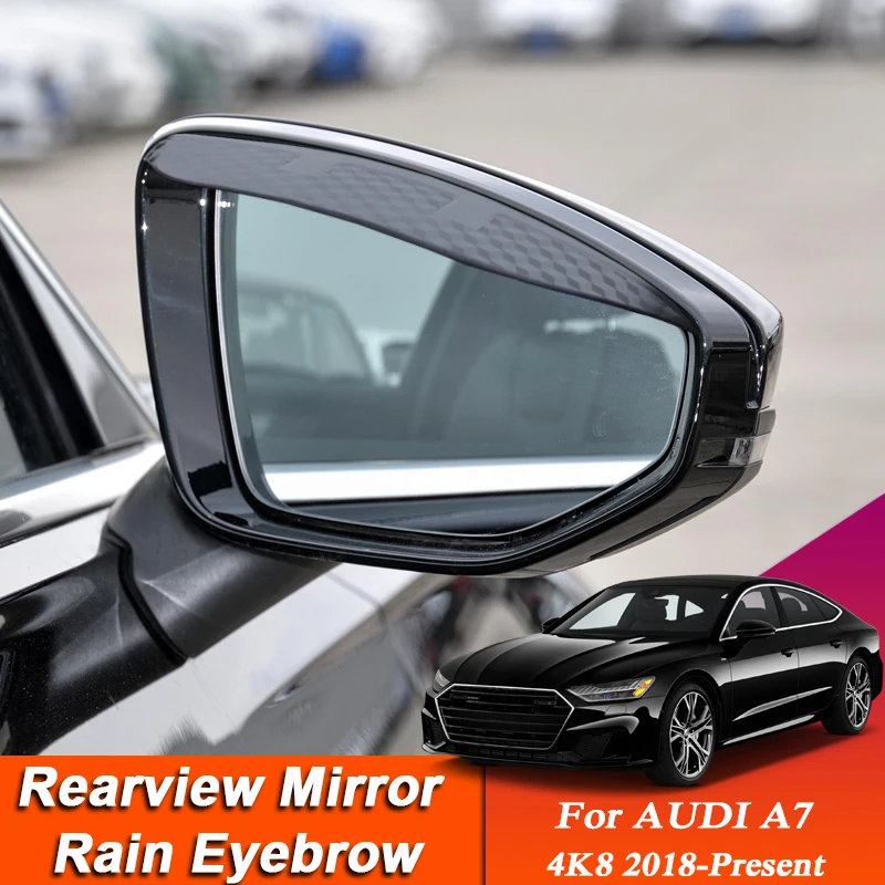 

Car-styling For Audi A7 4K8 2018-Present Carbon Fiber Rearview Mirror Eyebrow Rain Shield Anti-rain Cover Sticker Auto Accessory