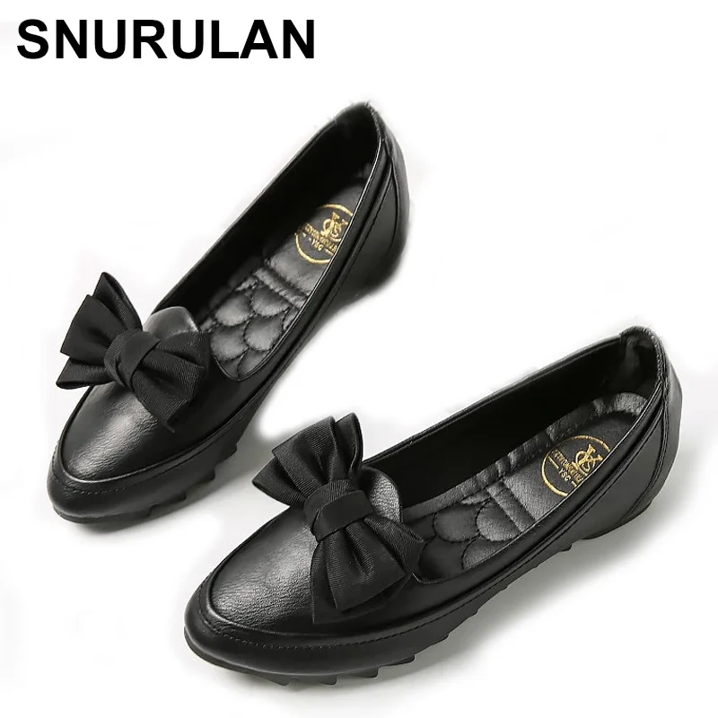 

SNURULAN Spring Autumn Soft Sole Foldable Shoes Women New Cute Butterfly Knot Round Toe Women loafers Shallow Mouth Women Shoes