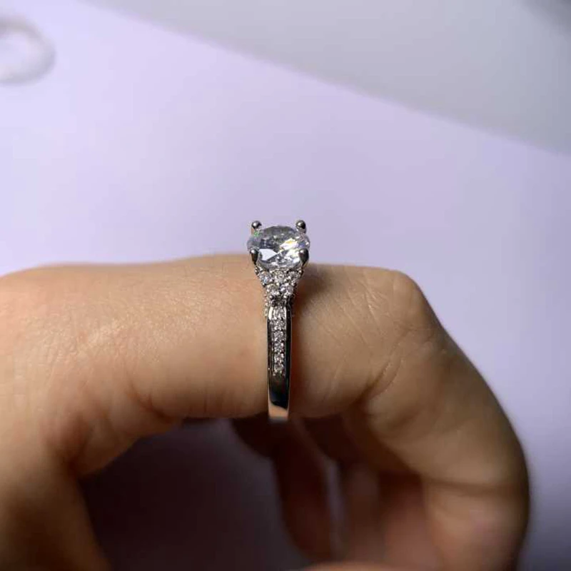 ANGELFRIGG New Design Korean Silver Color Finger Rings With Clear CZ For Women Valentine's Day Wedding Fashion Jewelry Gift | Украшения