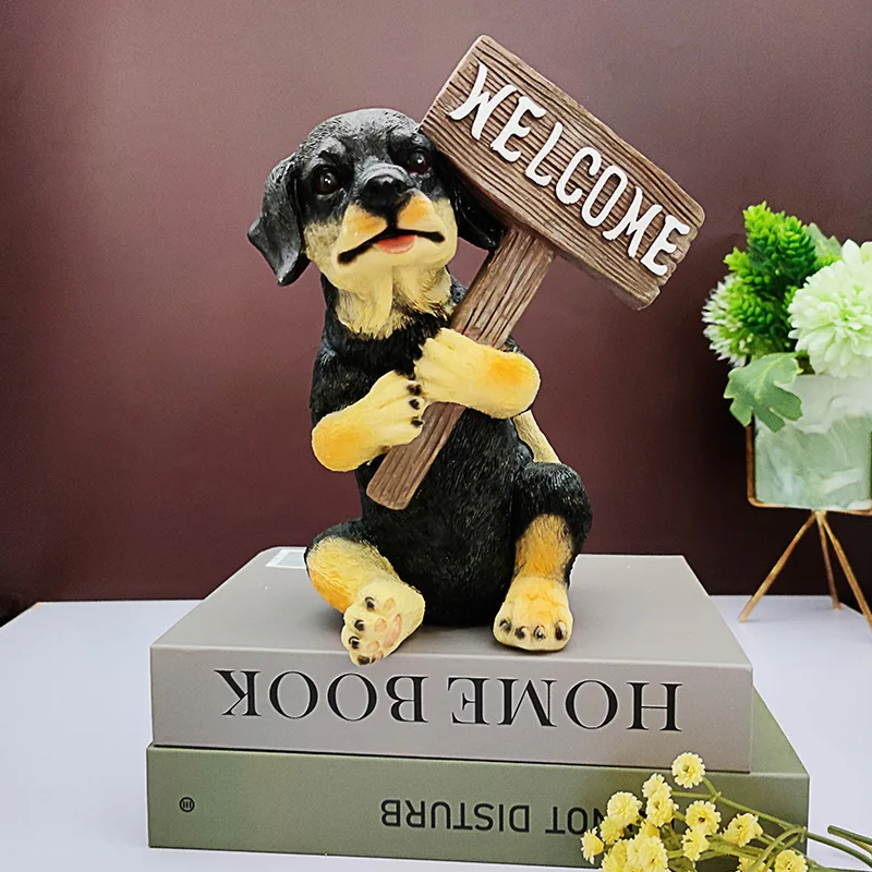 

WELCOME Home Decor Resin Crafts Dog Figurine Candle Holder Welcome Decoration Bedroom Hotel Entrance Reception Decoration Doll
