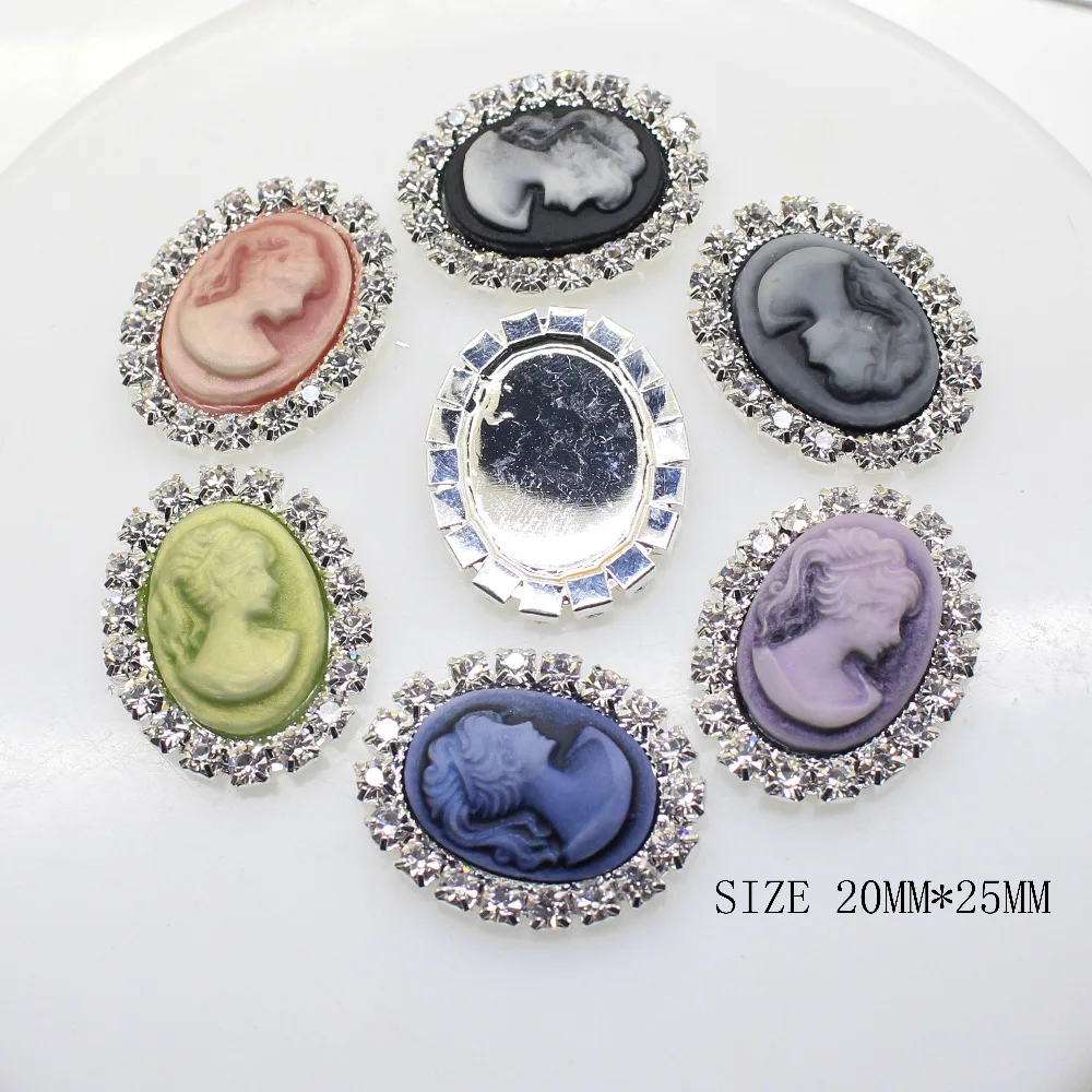 

ZMASEY 10pcs/set 20mm*25mm Resin Oval Flatback Rhinestone Buttons Diy Accessories Wedding Invitation Beauty Avatar Shiny Buckle