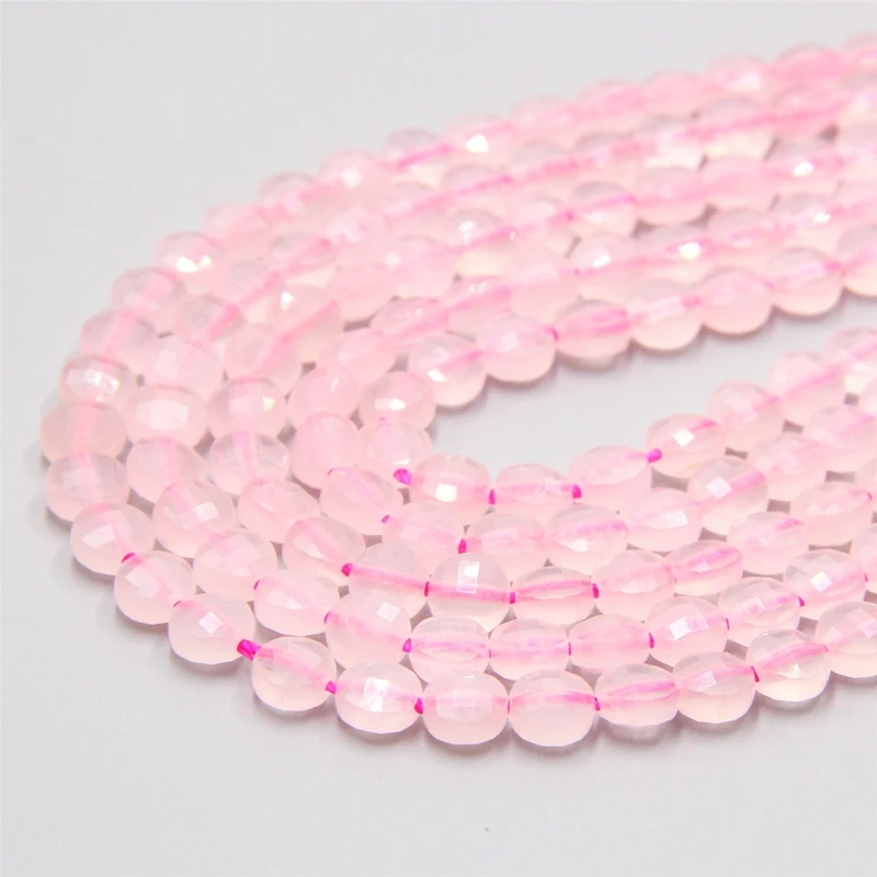 Натуральные круглые бусины из синего кварца плоские граненые для