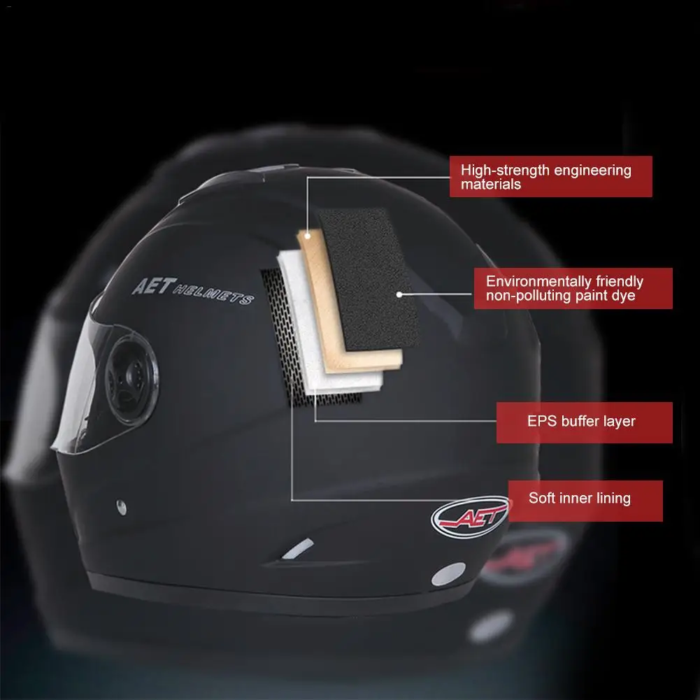 Полнолицевой шлем с двойными линзами мотоциклетный для мужчин и женщин