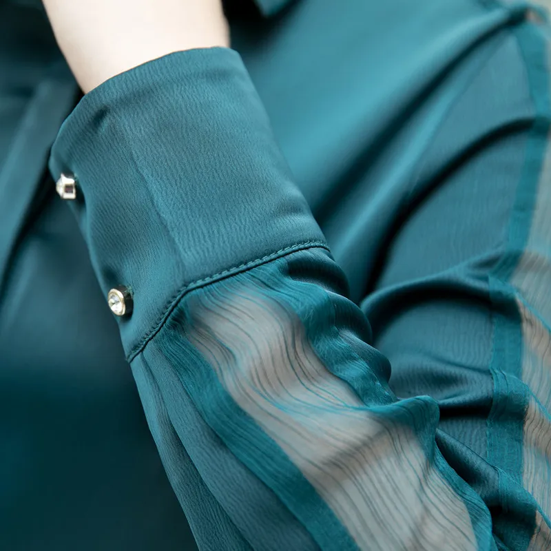 Fashion women shirt Spring autumn New temperament long sleeve formal slim satin blouses office ladies plus size work tops