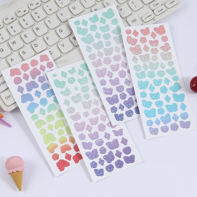 

Градиентные лазерные красочные наклейки в виде бабочек, креативная эстетика, «сделай сам», ручной фотоальбом, скрапбукинг, канцелярские на...