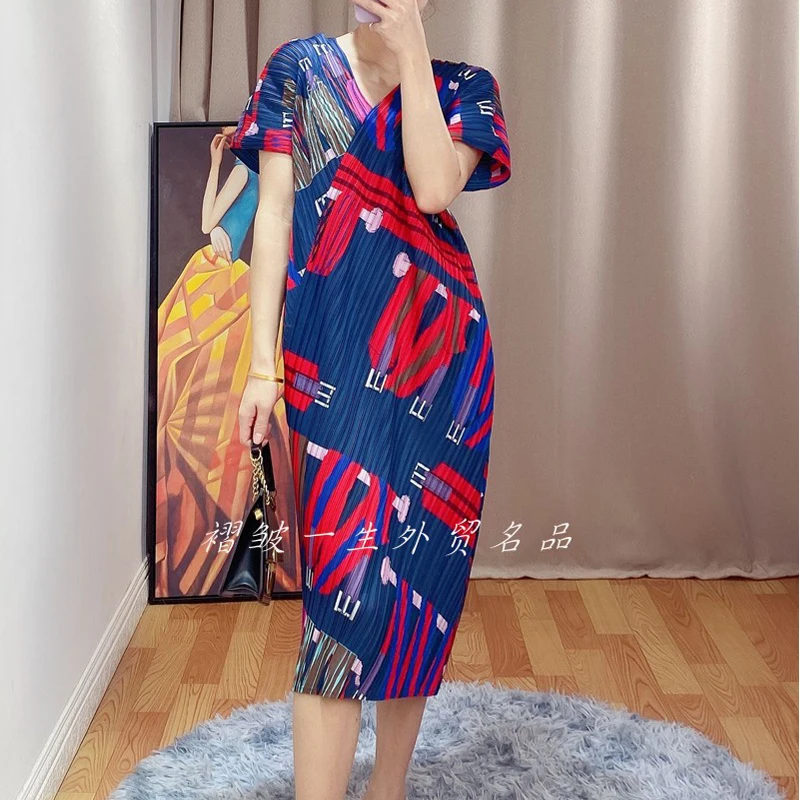 

2020 summer new printing irregular brim loose big show thin joker dress