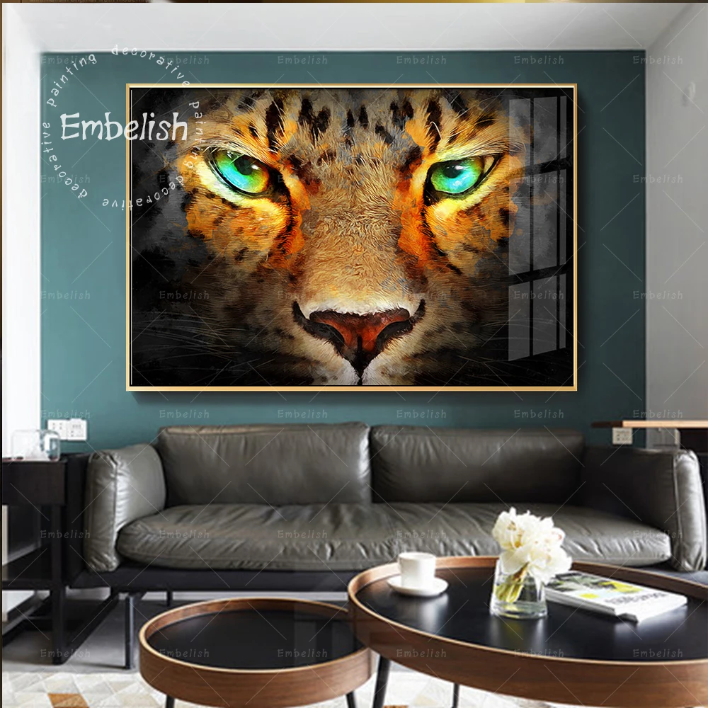

1 Pieces Watercolor Wild Animals Leopard Tiger Wall Pictures Modern Home Decor HD Canvas Oil Paintings Living Room Large Posters