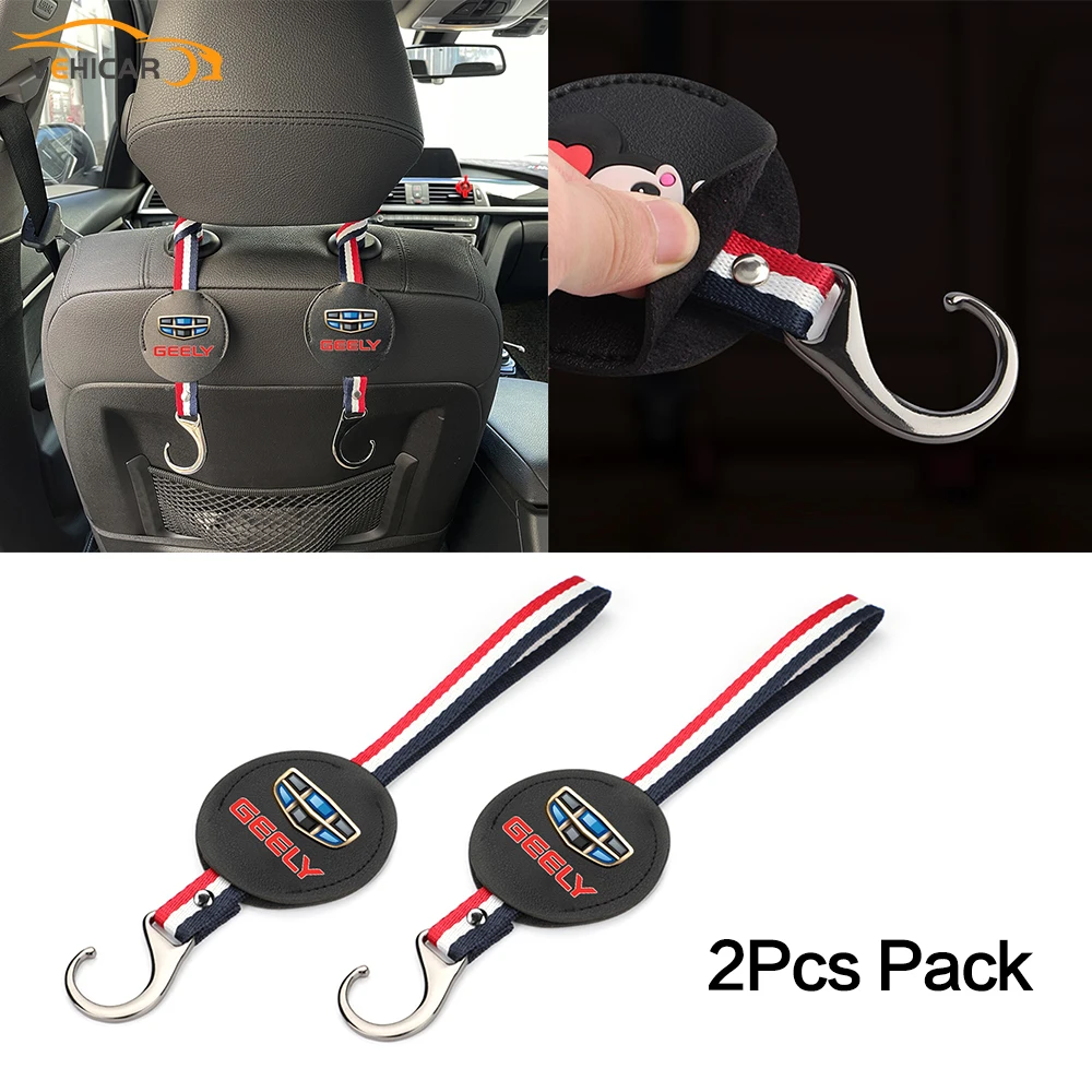 

VEHICAR 2PCS Car Headrest Back Seat Hook Hanger For GEELY Vehicle Organizer Storage Handbag Purse Bags Car Accessories