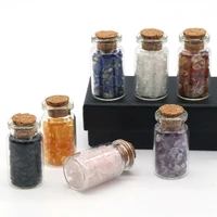 new mini glass wishing bottles natural chip stone crystal healing home decor lucky drifting bottle birthday gift jewelry 42x22mm