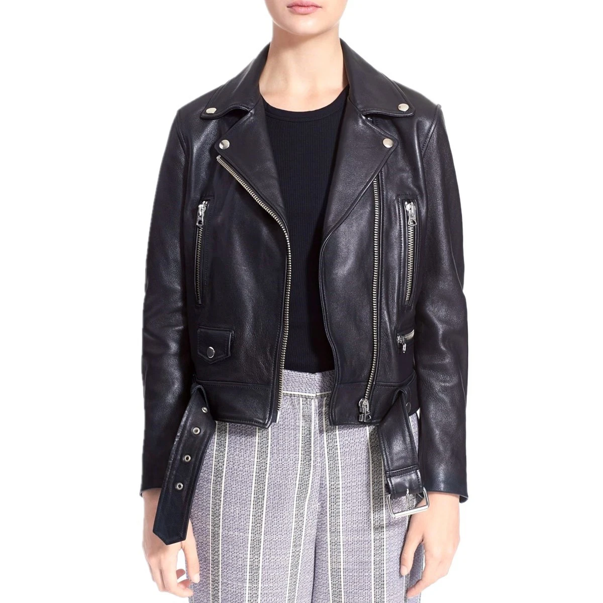 

Japanese oil waxed sheepskin, Nissan hardware, heavy washed fold leather jacket women