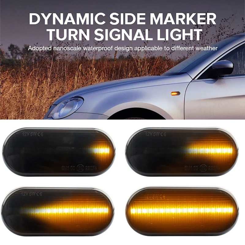 

Car LED Side Marker Turn Signal Light Auto Dynamic Fender Indicator Lamp For VW MK4 Golf R32 Beetle 2Pcs