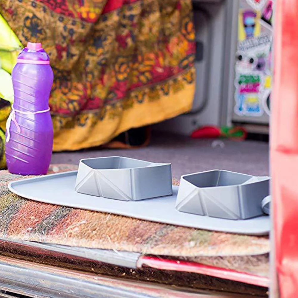 Портативная Складная Силиконовая миска для собак двойная путешествий складная