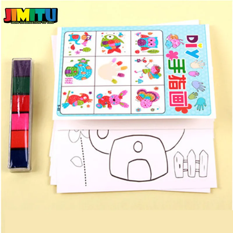 JIMITU DIY 8 шт. мультфильм малыш палец живопись ремесло набор детей Красочные фингеркраски Рисование образование обучение Картина игрушки