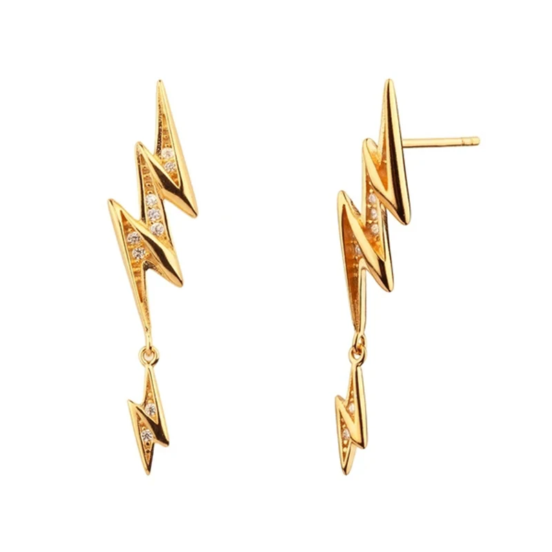 

KOJ 925 Sterling Silver Simple Fashion Lightning Crystal Stud Earrings Women Exquisite Student Girlfriend Jewelry Accessories