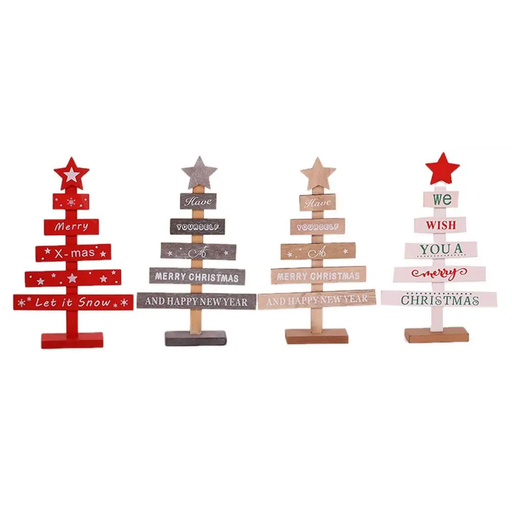 

Wooden Christmas Tree Ornaments Painted Wooden Christmas Tree Desktop DIY Assembly Ornaments Christmas Decor Props