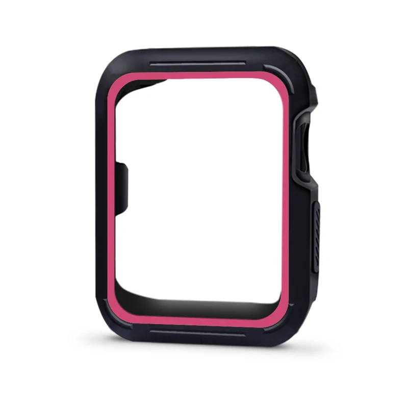 ТПУ чехол для Apple watch Case Apple watch 4/5 44 мм 40 мм силиконовые защитные часы бампер матч спортивный ремешок аксессуары 44 40 - Цвет: black pink