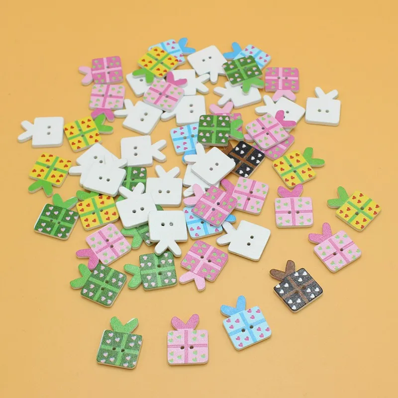 50 шт./лот Подарочная коробка деревянные пуговицы смешанные швейные для одежды