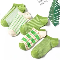 green short socks avocado striped plaid texture boat socks women happy cotton ankle summer casual couple sox dropshipping 2021