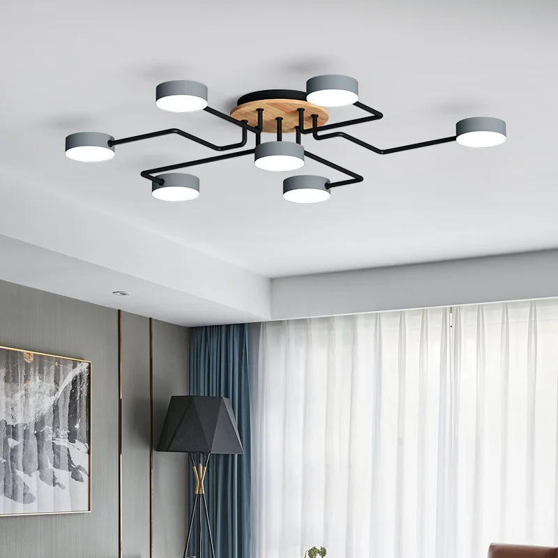

Modern thickened oak board LED creative spider design ceiling lamp living room bedroom stuy children's room hotel room lights