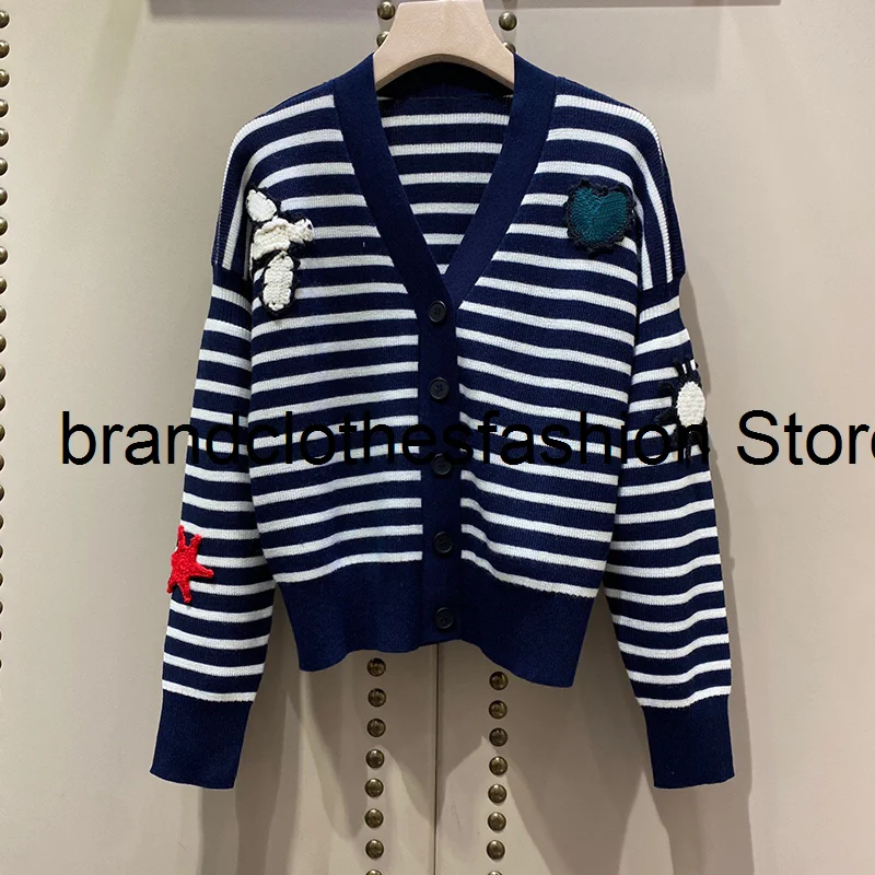 

Женский винтажный кардиган в полоску, синий или белый шерстяной свитер с завязками на плечах, Осень-зима 2021