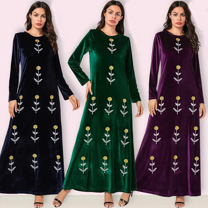 Новое мусульманское платье с длинными рукавами свободный большой размер маятник