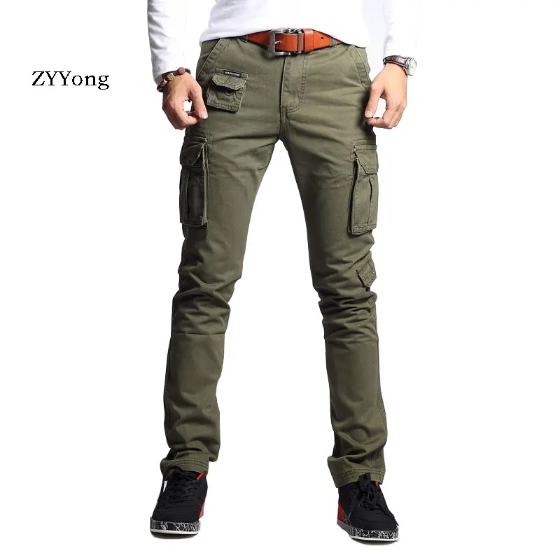 ZYYong Новые мужские модные военные брюки тонкие Regualr Прямые хлопковые разноцветные
