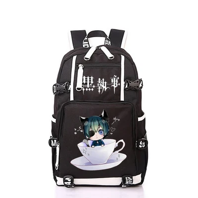 Рюкзак для косплея черного цвета с изображением аниме бультера Себастьяна