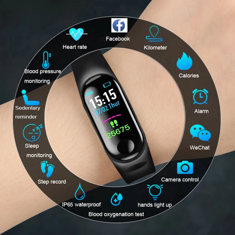 M3 Plus умный Браслет пульсометр кровяное давление здоровье Смарт-часы Pro Bluetooth часы