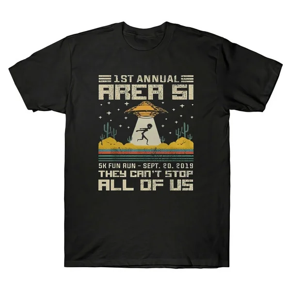 

Area 51 5K Fun Run 1st Annual They Can't Stop Us All Vintage Men's T-Shirt tee