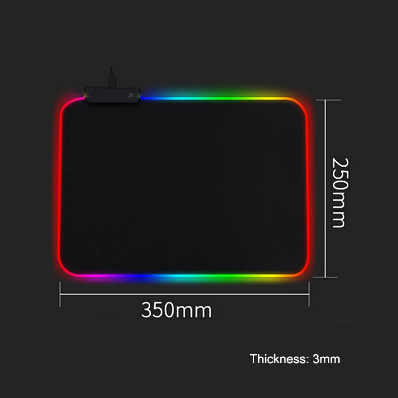 250x350x3mm HECULAS игровой коврик для мыши RGB светодиодный коврик 7 цветов коврик для мыши 25x35 см 35x75 см - Цвет: 250x350x3mm