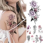 Временная водостойкая наклейка для татуировок с изображением розы, лотоса, хны, сливы, лилии, боди-арт, рукава с имитацией татуировки для мужчин и женщин