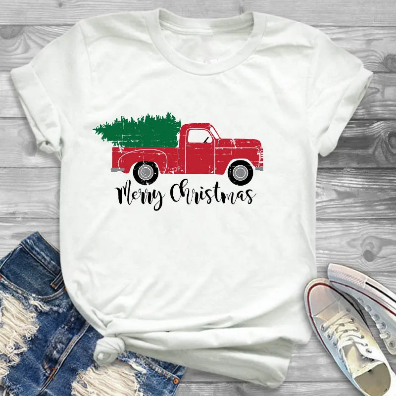 

Women Plaid Deer Movies New Year Happy Fashion Print Merry Christmas Womens T-Shirt Tee Tees Graphic Female T Shirt T-shirts
