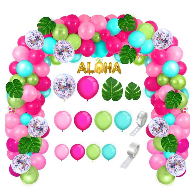 

Tropical Hawaiian Pink Green Balloons Garland Arch Kit Party Decor Ballon