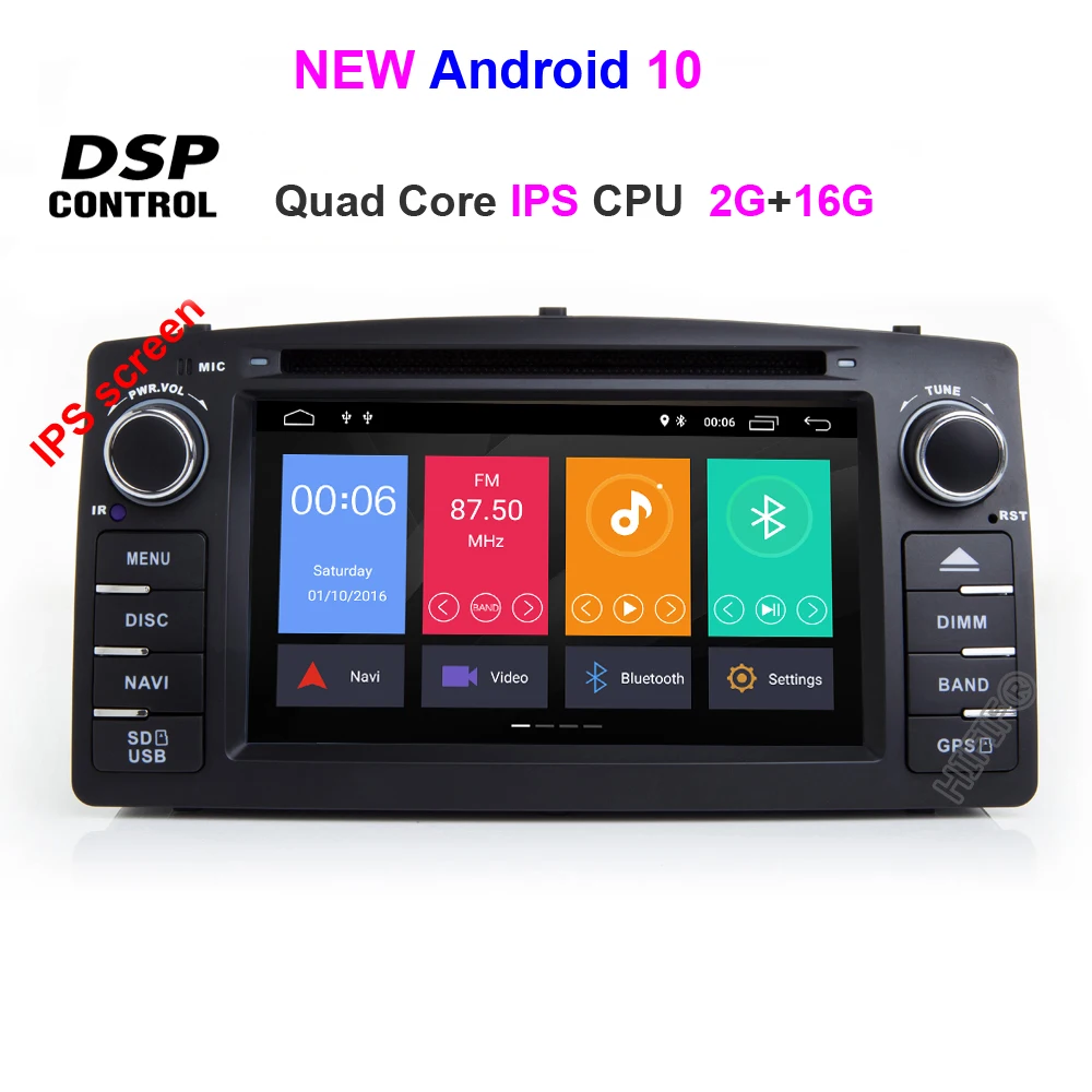 DSP 2 din Android 10 автомобильный dvd мультимедийный плеер gps Авторадио для TOYOTA Corolla E120 e 120 BYD F3 Автомобильный Радио стерео wifi - Цвет: Quad Core 2G 16G DSP